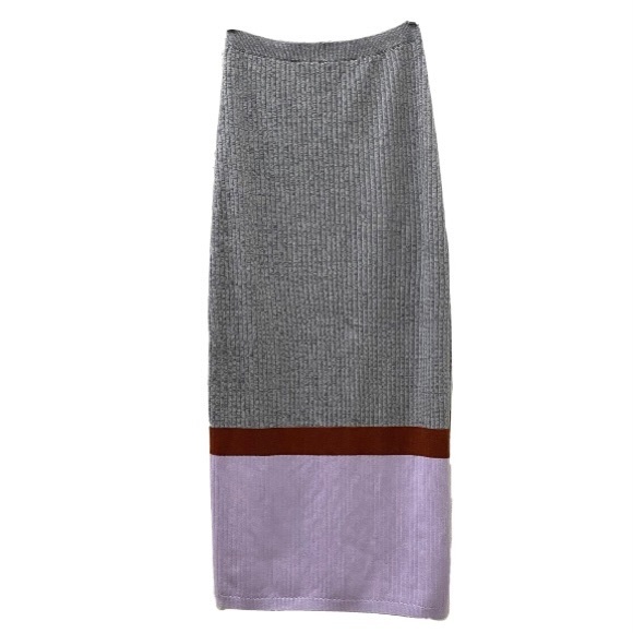 Free People OB962007 Color Block Knit MIDI Skirt with Side Slit Size M - Picture 4 of 9